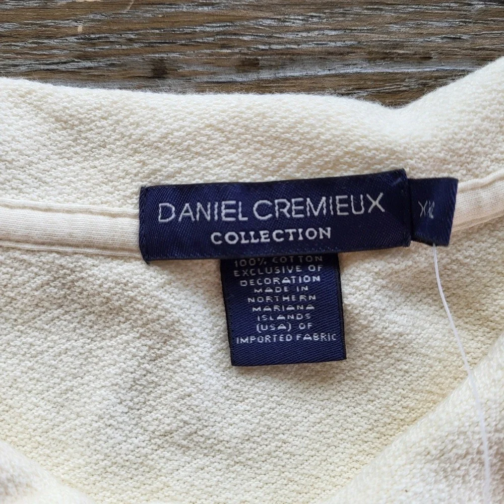 Daniel Cremieux Collection Mens XXL Polo Shirt Ivory Cotton Short Sleeve NWT
